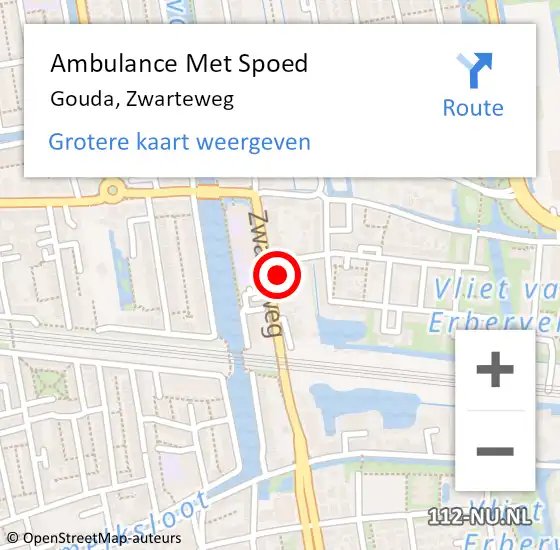 Locatie op kaart van de 112 melding: Ambulance Met Spoed Naar Gouda, Zwarteweg op 13 december 2023 09:21