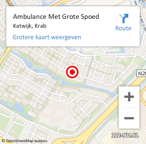 Locatie op kaart van de 112 melding: Ambulance Met Grote Spoed Naar Katwijk, Krab op 13 december 2023 09:25