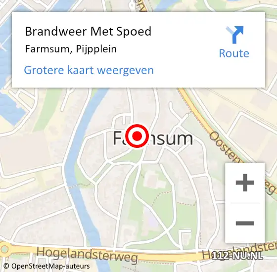 Locatie op kaart van de 112 melding: Brandweer Met Spoed Naar Farmsum, Pijpplein op 13 december 2023 09:27