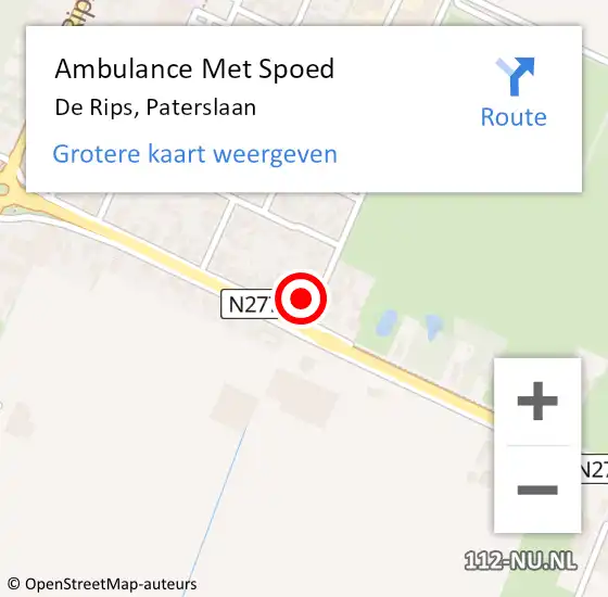 Locatie op kaart van de 112 melding: Ambulance Met Spoed Naar De Rips, Paterslaan op 18 september 2014 11:52