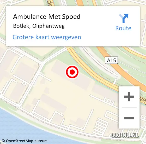 Locatie op kaart van de 112 melding: Ambulance Met Spoed Naar Botlek, Oliphantweg op 18 september 2014 11:52