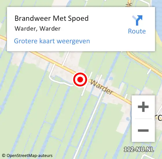 Locatie op kaart van de 112 melding: Brandweer Met Spoed Naar Warder, Warder op 13 december 2023 09:42