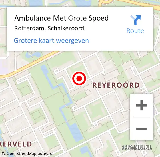 Locatie op kaart van de 112 melding: Ambulance Met Grote Spoed Naar Rotterdam, Schalkeroord op 13 december 2023 09:55