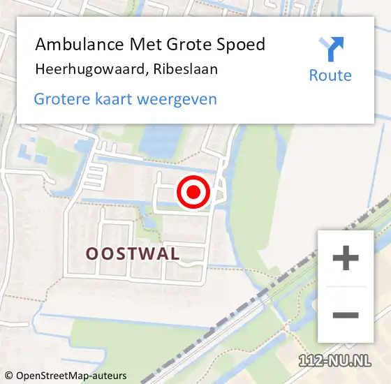 Locatie op kaart van de 112 melding: Ambulance Met Grote Spoed Naar Heerhugowaard, Ribeslaan op 13 december 2023 10:11