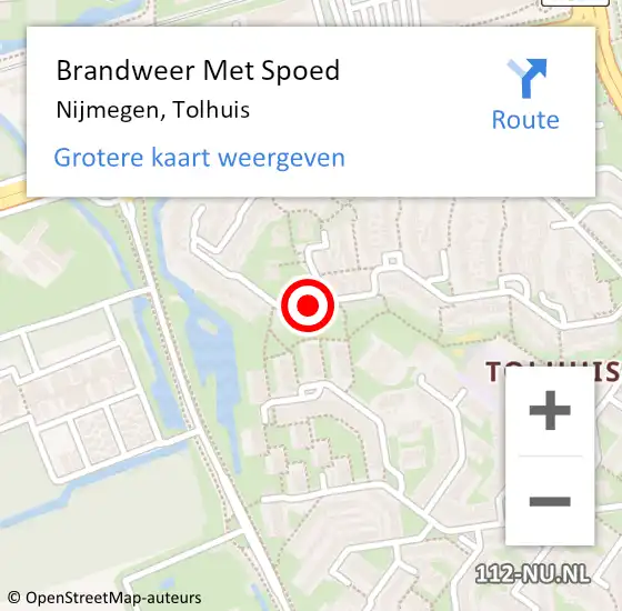 Locatie op kaart van de 112 melding: Brandweer Met Spoed Naar Nijmegen, Tolhuis op 13 december 2023 10:18