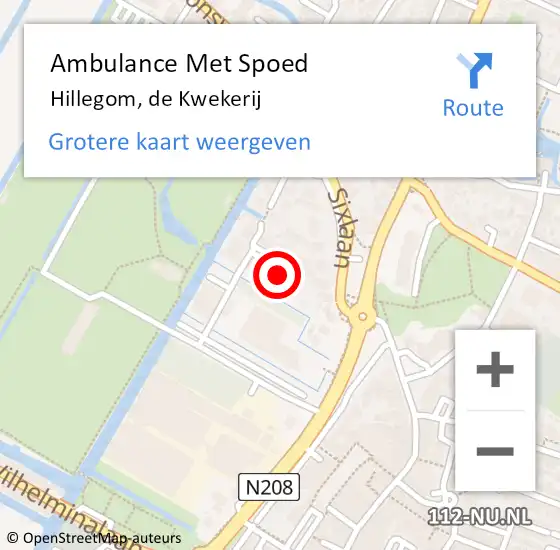 Locatie op kaart van de 112 melding: Ambulance Met Spoed Naar Hillegom, de Kwekerij op 13 december 2023 10:26