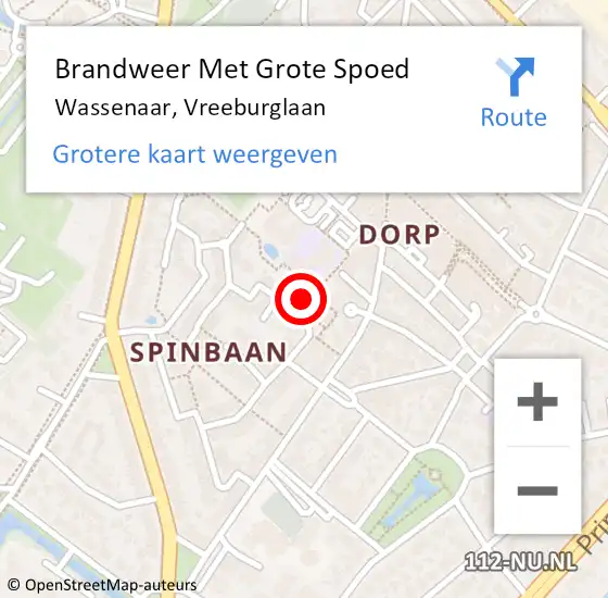 Locatie op kaart van de 112 melding: Brandweer Met Grote Spoed Naar Wassenaar, Vreeburglaan op 13 december 2023 10:31