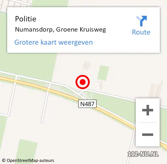 Locatie op kaart van de 112 melding: Politie Numansdorp, Groene Kruisweg op 13 december 2023 10:46