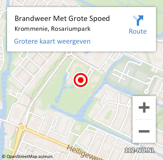 Locatie op kaart van de 112 melding: Brandweer Met Grote Spoed Naar Krommenie, Rosariumpark op 13 december 2023 11:08