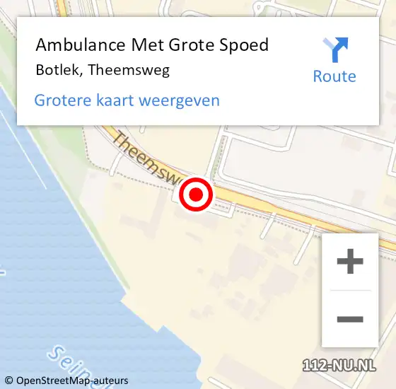 Locatie op kaart van de 112 melding: Ambulance Met Grote Spoed Naar Botlek, Theemsweg op 18 september 2014 12:02