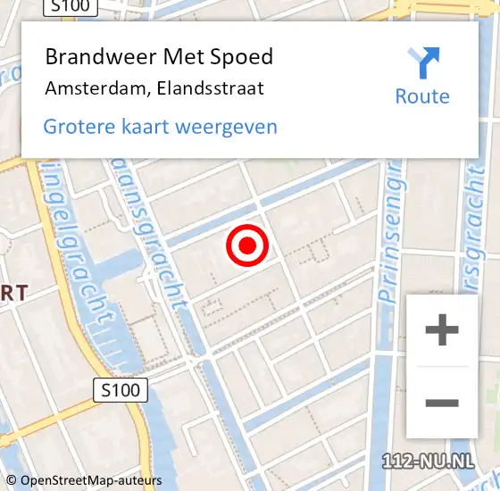 Locatie op kaart van de 112 melding: Brandweer Met Spoed Naar Amsterdam, Elandsstraat op 13 december 2023 11:26