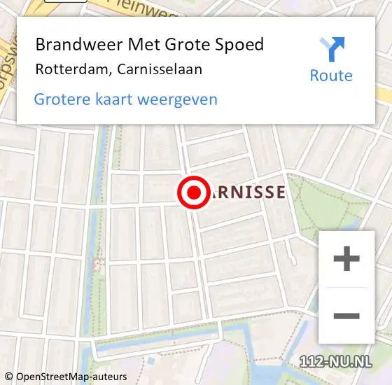 Locatie op kaart van de 112 melding: Brandweer Met Grote Spoed Naar Rotterdam, Carnisselaan op 13 december 2023 11:42