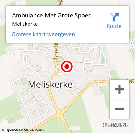 Locatie op kaart van de 112 melding: Ambulance Met Grote Spoed Naar Meliskerke op 13 december 2023 11:48