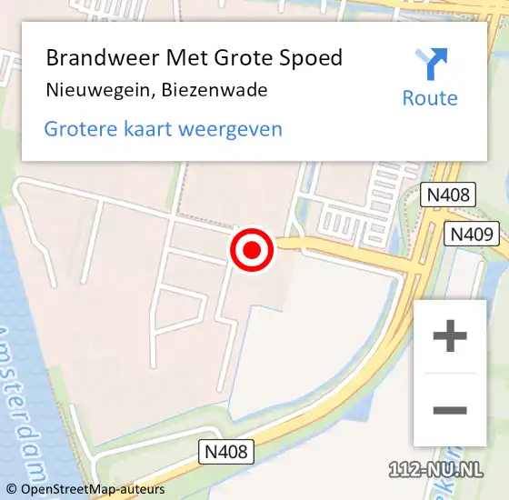 Locatie op kaart van de 112 melding: Brandweer Met Grote Spoed Naar Nieuwegein, Biezenwade op 18 september 2014 12:07