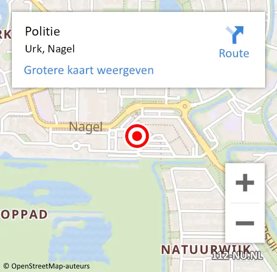 Locatie op kaart van de 112 melding: Politie Urk, Nagel op 13 december 2023 12:19