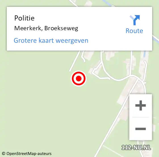 Locatie op kaart van de 112 melding: Politie Meerkerk, Broekseweg op 13 december 2023 12:41