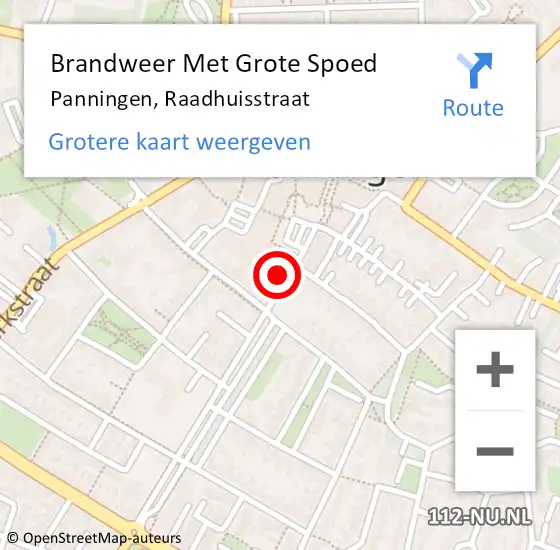 Locatie op kaart van de 112 melding: Brandweer Met Grote Spoed Naar Panningen, Raadhuisstraat op 13 december 2023 12:49