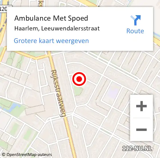 Locatie op kaart van de 112 melding: Ambulance Met Spoed Naar Haarlem, Leeuwendalersstraat op 13 december 2023 12:52