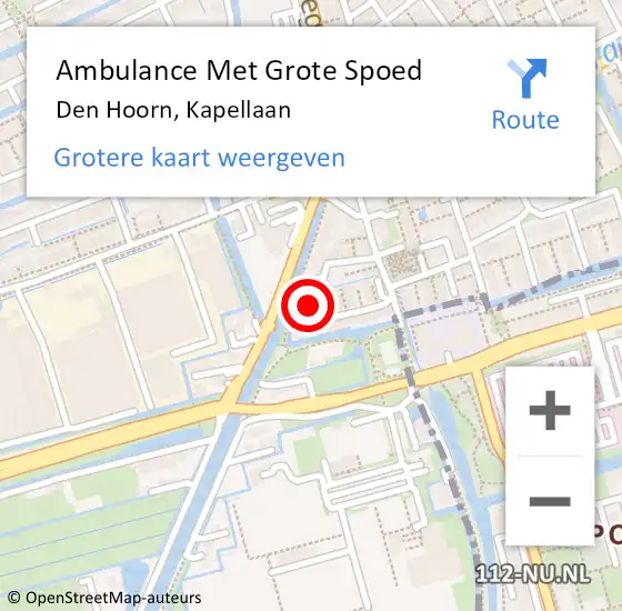 Locatie op kaart van de 112 melding: Ambulance Met Grote Spoed Naar Den Hoorn, Kapellaan op 13 december 2023 12:53