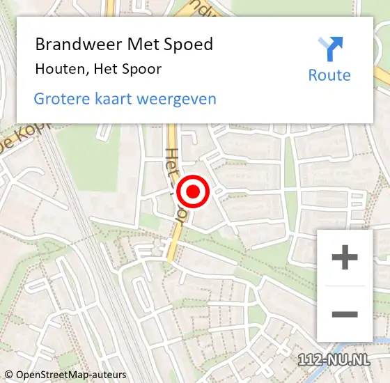 Locatie op kaart van de 112 melding: Brandweer Met Spoed Naar Houten, Het Spoor op 13 december 2023 12:55