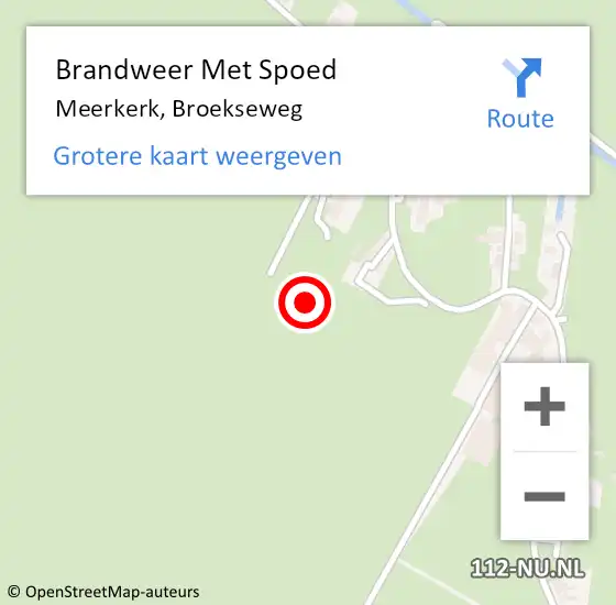 Locatie op kaart van de 112 melding: Brandweer Met Spoed Naar Meerkerk, Broekseweg op 13 december 2023 12:58