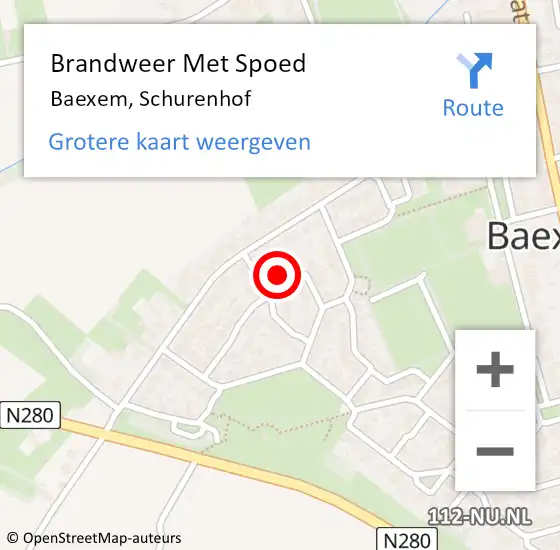 Locatie op kaart van de 112 melding: Brandweer Met Spoed Naar Baexem, Schurenhof op 13 december 2023 13:03