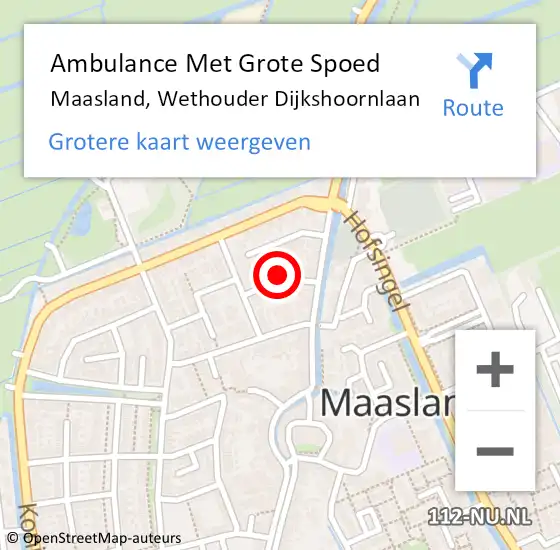 Locatie op kaart van de 112 melding: Ambulance Met Grote Spoed Naar Maasland, Wethouder Dijkshoornlaan op 13 december 2023 13:06