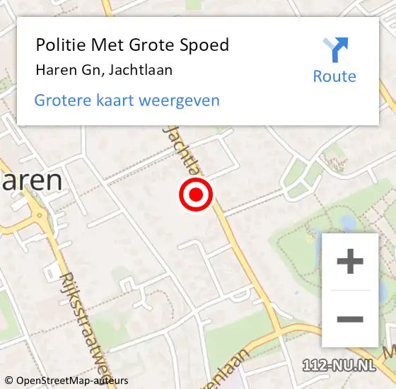 Locatie op kaart van de 112 melding: Politie Met Grote Spoed Naar Haren Gn, Jachtlaan op 13 december 2023 13:13