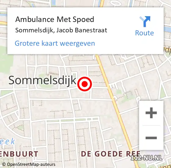 Locatie op kaart van de 112 melding: Ambulance Met Spoed Naar Sommelsdijk, Jacob Banestraat op 13 december 2023 13:15