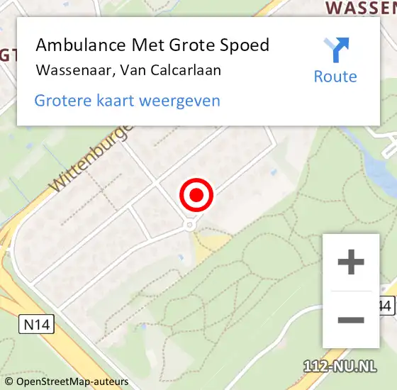 Locatie op kaart van de 112 melding: Ambulance Met Grote Spoed Naar Wassenaar, Van Calcarlaan op 13 december 2023 13:45