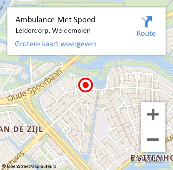 Locatie op kaart van de 112 melding: Ambulance Met Spoed Naar Leiderdorp, Weidemolen op 13 december 2023 13:56