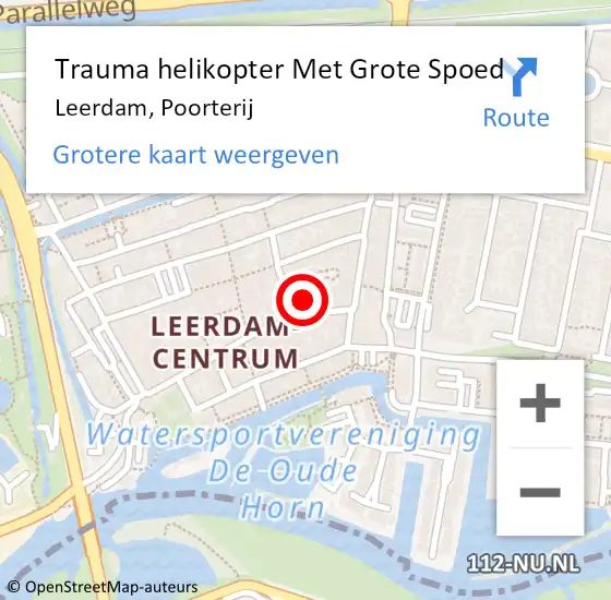 Locatie op kaart van de 112 melding: Trauma helikopter Met Grote Spoed Naar Leerdam, Poorterij op 13 december 2023 14:13