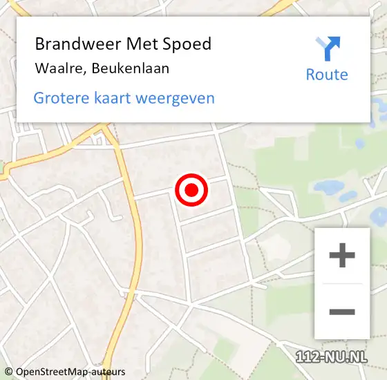 Locatie op kaart van de 112 melding: Brandweer Met Spoed Naar Waalre, Beukenlaan op 13 december 2023 14:21