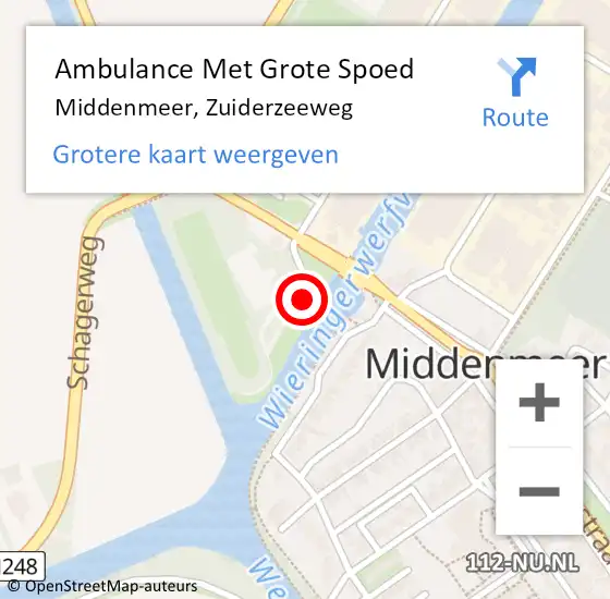 Locatie op kaart van de 112 melding: Ambulance Met Grote Spoed Naar Middenmeer, Zuiderzeeweg op 13 december 2023 14:30