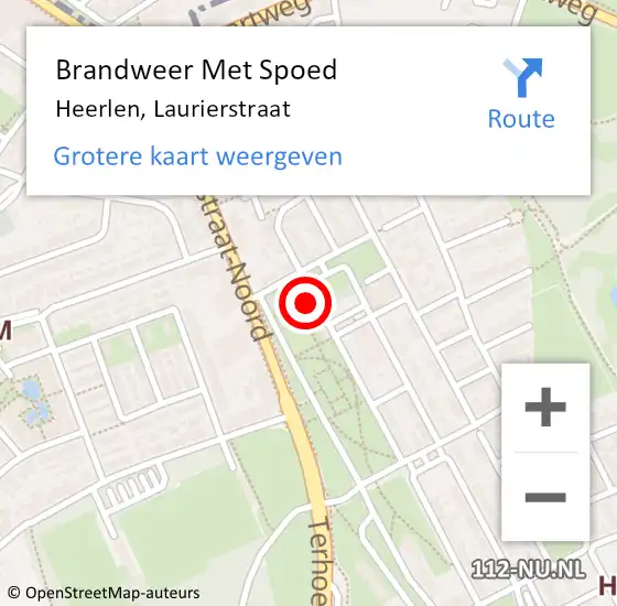 Locatie op kaart van de 112 melding: Brandweer Met Spoed Naar Heerlen, Laurierstraat op 13 december 2023 14:38