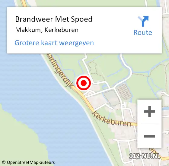 Locatie op kaart van de 112 melding: Brandweer Met Spoed Naar Makkum, Kerkeburen op 13 december 2023 14:54