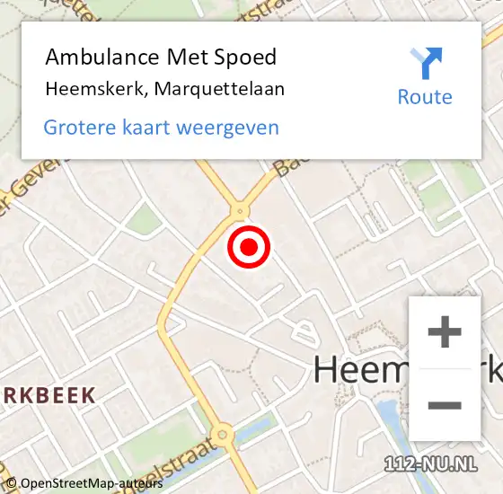 Locatie op kaart van de 112 melding: Ambulance Met Spoed Naar Heemskerk, Marquettelaan op 13 december 2023 15:08