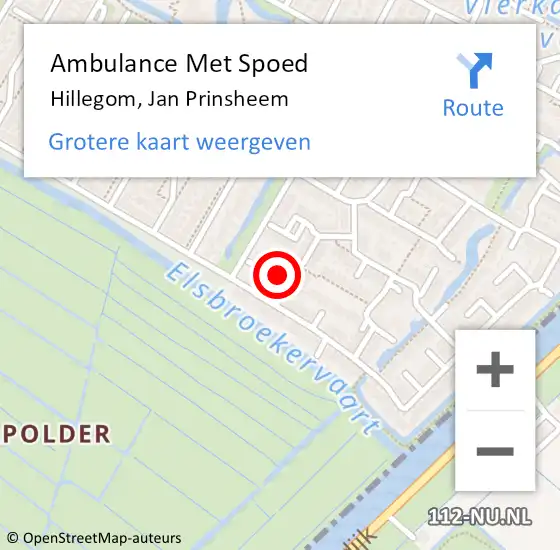 Locatie op kaart van de 112 melding: Ambulance Met Spoed Naar Hillegom, Jan Prinsheem op 13 december 2023 15:30