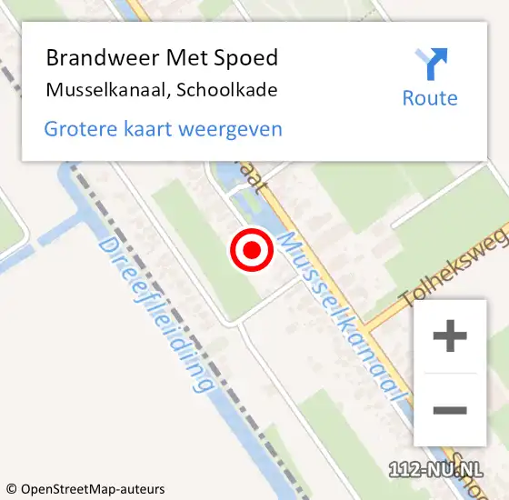 Locatie op kaart van de 112 melding: Brandweer Met Spoed Naar Musselkanaal, Schoolkade op 13 december 2023 15:34