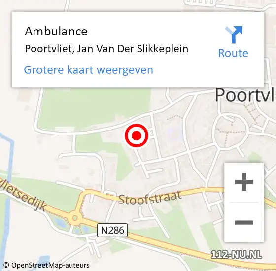 Locatie op kaart van de 112 melding: Ambulance Poortvliet, Jan Van Der Slikkeplein op 18 september 2014 12:25