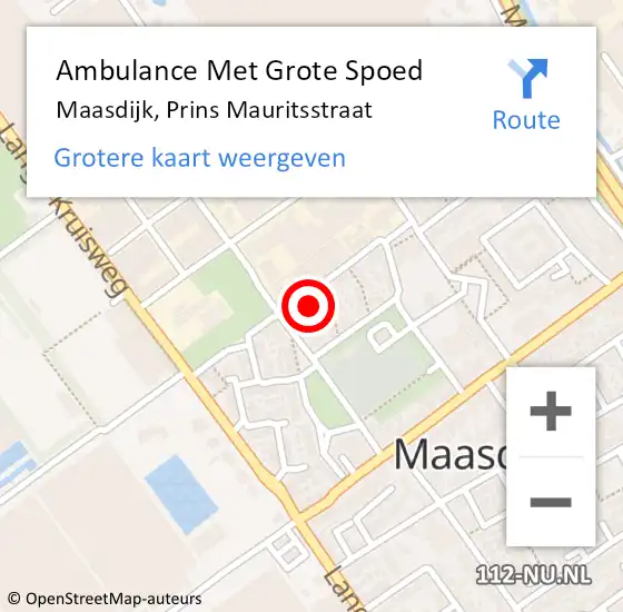 Locatie op kaart van de 112 melding: Ambulance Met Grote Spoed Naar Maasdijk, Prins Mauritsstraat op 13 december 2023 15:43