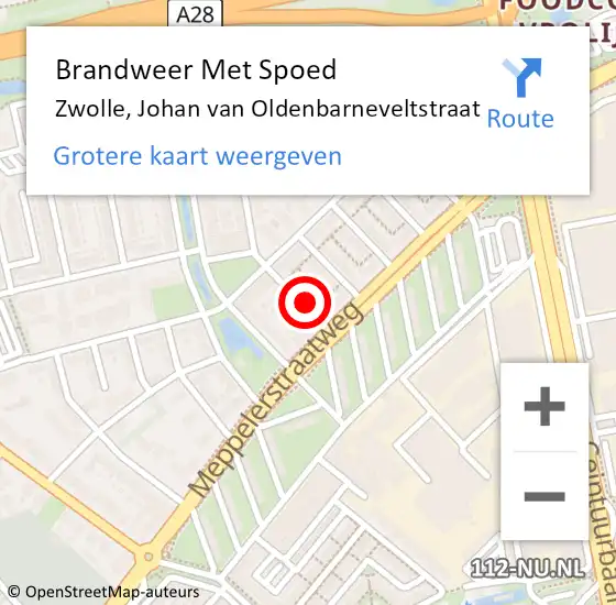 Locatie op kaart van de 112 melding: Brandweer Met Spoed Naar Zwolle, Johan van Oldenbarneveltstraat op 13 december 2023 15:54