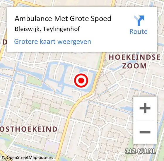 Locatie op kaart van de 112 melding: Ambulance Met Grote Spoed Naar Bleiswijk, Teylingenhof op 13 december 2023 16:00