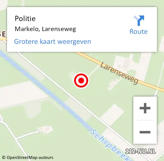 Locatie op kaart van de 112 melding: Politie Markelo, Larenseweg op 13 december 2023 16:14