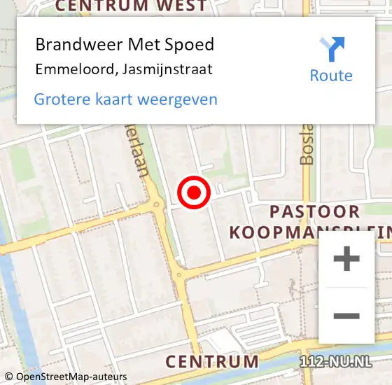 Locatie op kaart van de 112 melding: Brandweer Met Spoed Naar Emmeloord, Jasmijnstraat op 13 december 2023 16:22