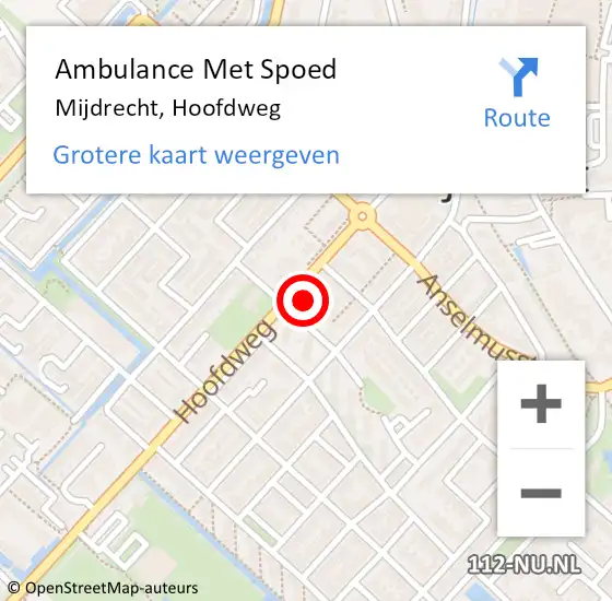 Locatie op kaart van de 112 melding: Ambulance Met Spoed Naar Mijdrecht, Hoofdweg op 13 december 2023 16:28