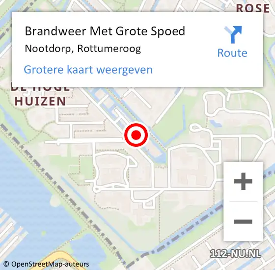 Locatie op kaart van de 112 melding: Brandweer Met Grote Spoed Naar Nootdorp, Rottumeroog op 13 december 2023 16:35