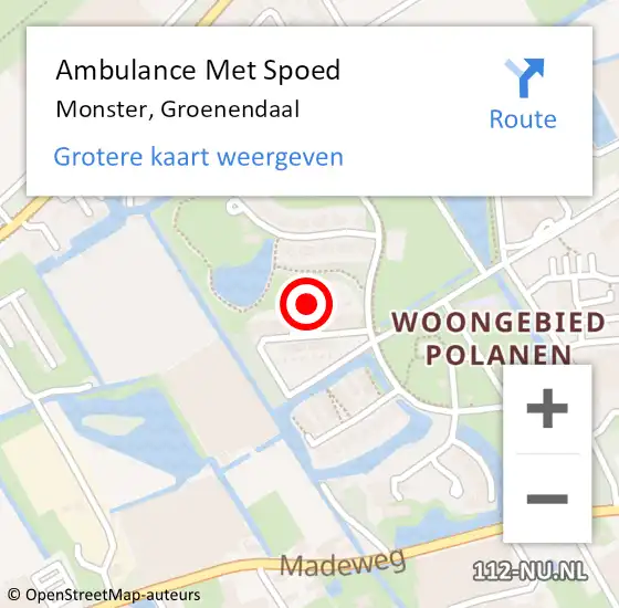 Locatie op kaart van de 112 melding: Ambulance Met Spoed Naar Monster, Groenendaal op 13 december 2023 16:38