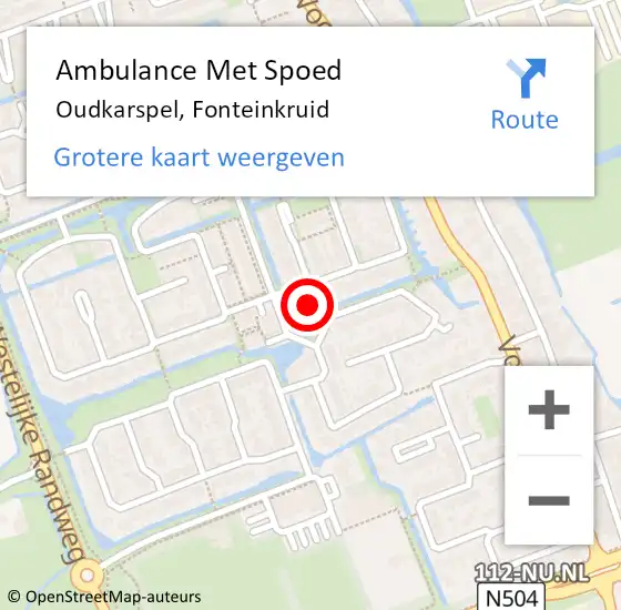 Locatie op kaart van de 112 melding: Ambulance Met Spoed Naar Oudkarspel, Fonteinkruid op 13 december 2023 16:49