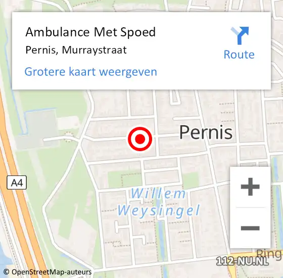 Locatie op kaart van de 112 melding: Ambulance Met Spoed Naar Pernis, Murraystraat op 13 december 2023 16:55